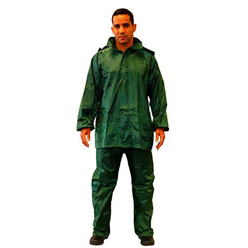 Gahibre Traje de Agua Completo | Chubasquero Plegable y Ligero | Traje Impermeable de Trabajo | Impermeable Pantalón y Chaqueta | Color Verde, Talla S