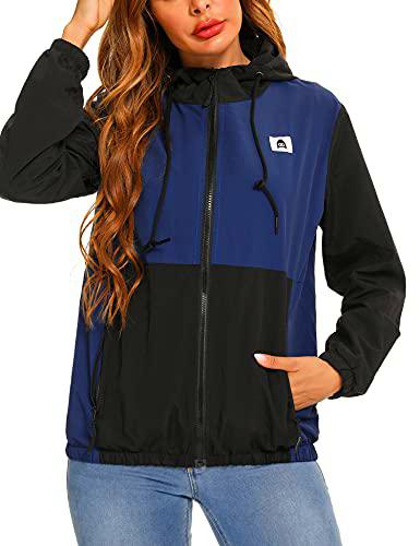 Doaraha Abrigos Impermeables para Mujer Ligera Chaqueta Cortavientos Chubasquero Secado Rápido Chaqueta Deportiva con Capucha