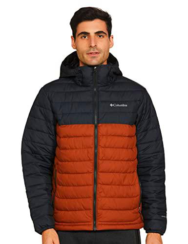 Columbia Powder Lite - Chaqueta con Capucha para Hombre Color ámbar Oscuro/Negro. Small