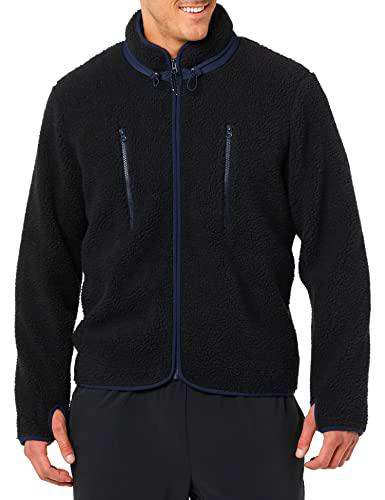 Amazon Essentials Chaqueta de Forro Polar Tipo Peluche con Cremallera Hombre, Negro, S