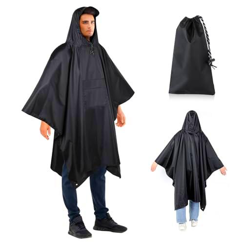 AiQInu 3 in 1 Poncho de Lluvia Impermeable, Chubasquero Poncho Hombre