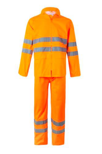 VELILLA 189; Traje de Lluvia de dos piezas; Color Naranja Fluor; Talla XL