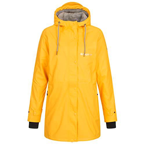 DEPROC-Active Damen Friesennerz Regenmantel Regenjacke mit Kapuze Gefüttert Wasserdicht Wetterfest Übergangsjacke New Ellesmere Chubasquero