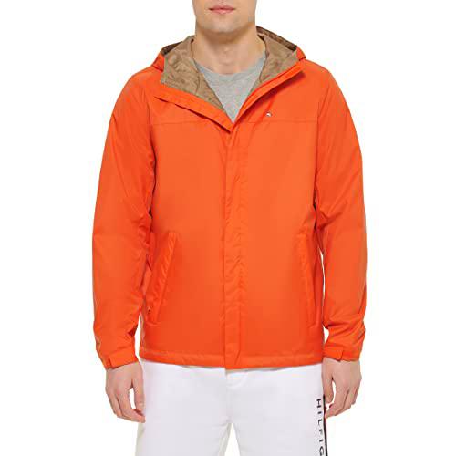Tommy Hilfiger Men's Lightweight Breathable Waterproof Hooded Rain Jacket Chubasquero