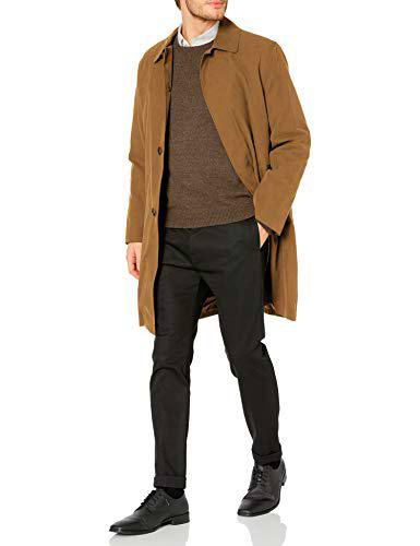 London Fog Durham - Abrigo impermeable para hombre con botonadura simple y forro con cremallera