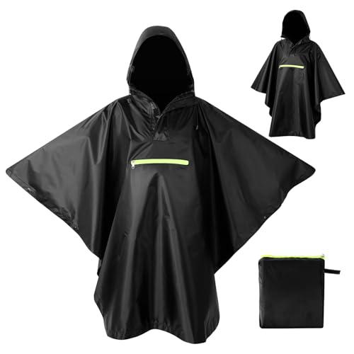 AiQInu Poncho de Lluvia Impermeable, Ligero Secado Rápido Poncho Lluvia con Cinta Reflectante