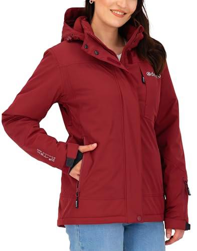 DEPROC-Active Damen Winterjacke Skijacke Abnehmbare Kapuze Gefüttert Wasserdicht Wetterfest Windbreaker Übergangsjacke Parka Chubasquero