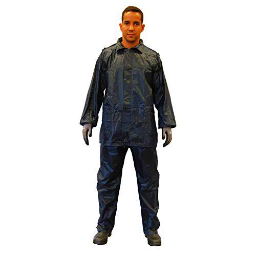 Gahibre Traje de Agua Completo | Chubasquero Plegable y Ligero | Traje Impermeable de Trabajo | Impermeable Pantalón y Chaqueta | Color Azul Talla XXL
